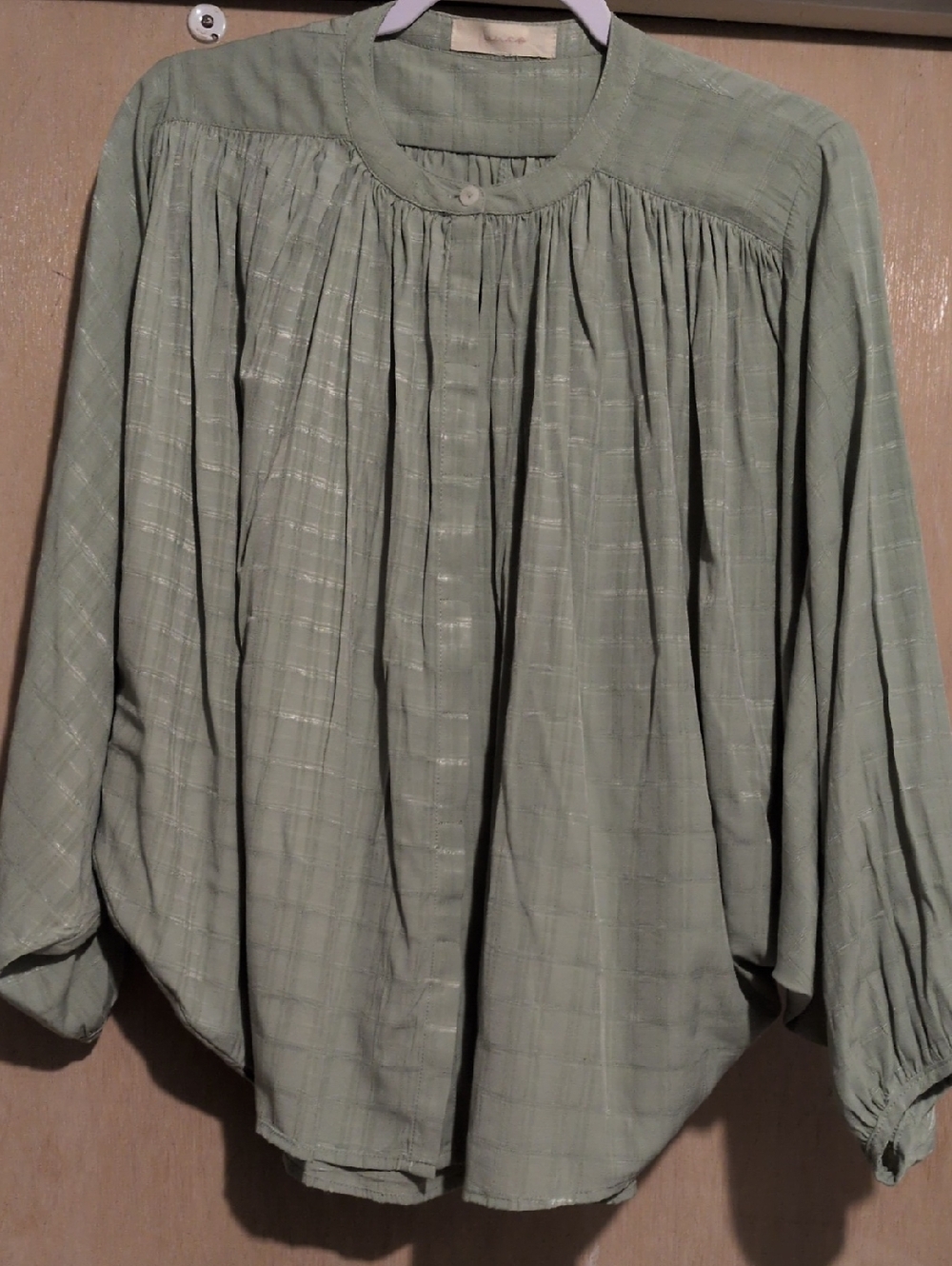 Light Sage Peasant Blouse - Relaxed Long-Sleeve Women's Top